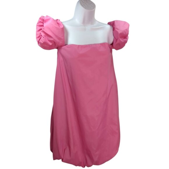 Staud Off the Shoulder Nylon Dress in Bubble Gum Bright Pink SZ 6 - Picture 5 of 11